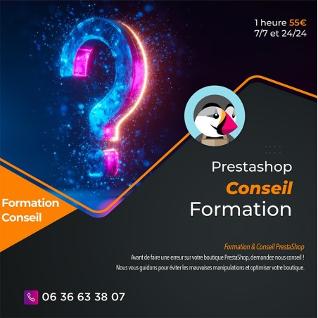1 heure de conseil et assistance téléphonique prestashop