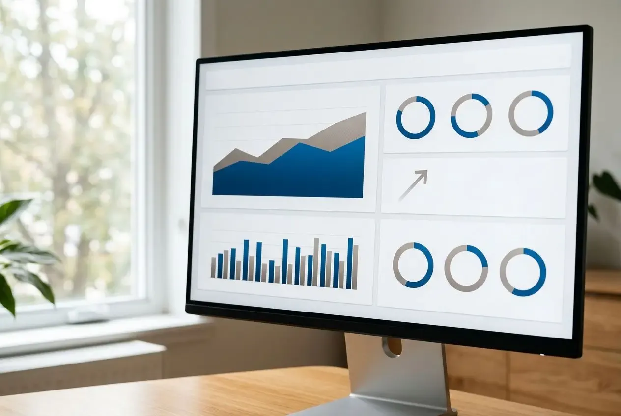 Tableau de bord affichant des graphiques et métriques, symbolisant une refonte boutique prestashop e-commerce pour l’optimisation SEO et conversions