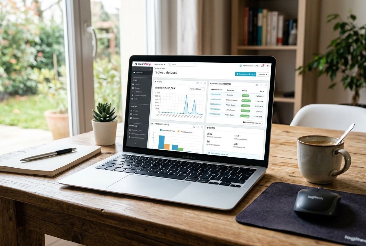 Tableau de bord PrestaShop en action